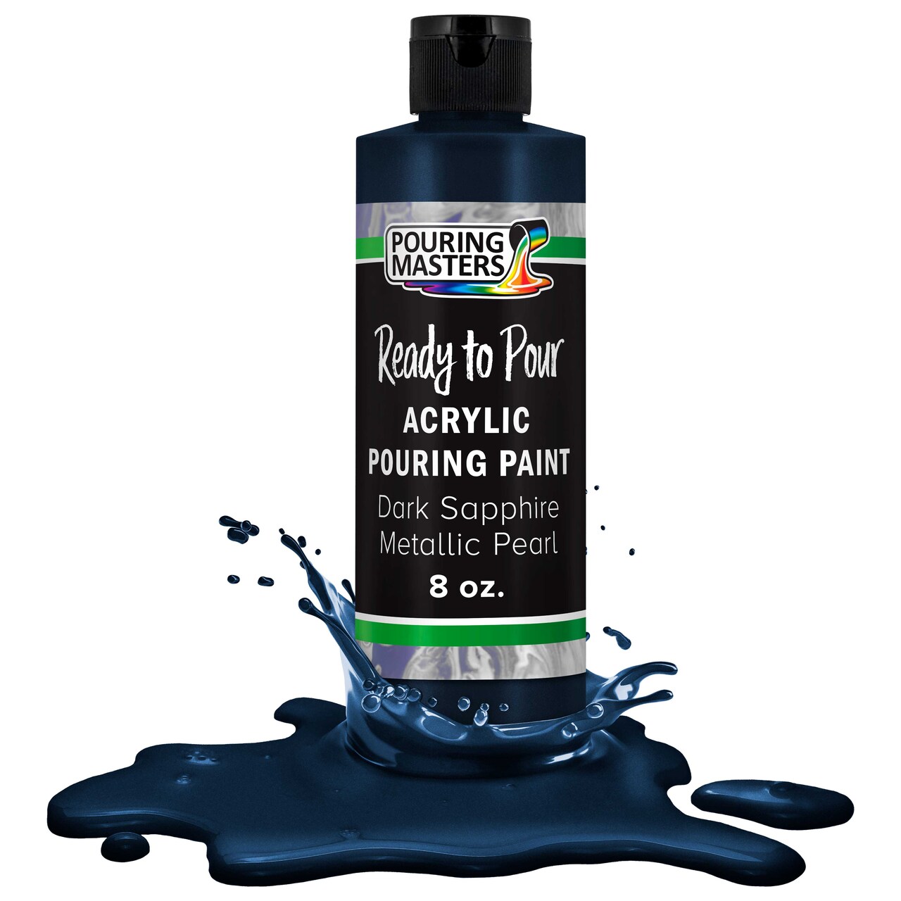 Pouring Masters Dark Sapphire Blue Metallic Pearl Ready to Pour Acrylic Pouring Paint - Premium 8-Ounce Pre-Mixed Fluid Acrylic Paint - Fluid Art Supplies for Canvas, Wood, Paper, Tile & Rocks